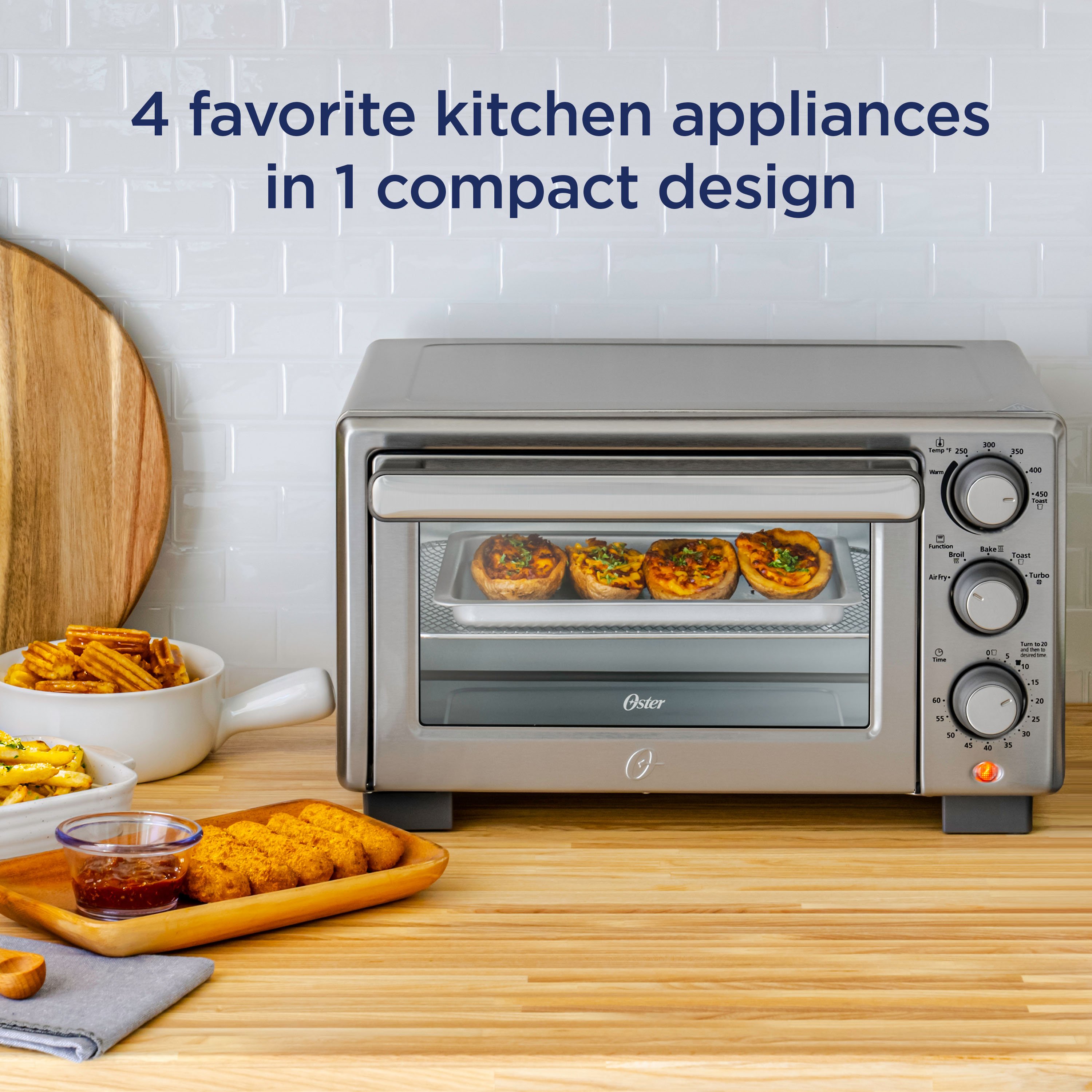 Oster Compact Countertop Oven With Air Fryer Stainless Steel Oster